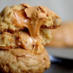 caramel peanut butter filled brown butter oatmeal cookies